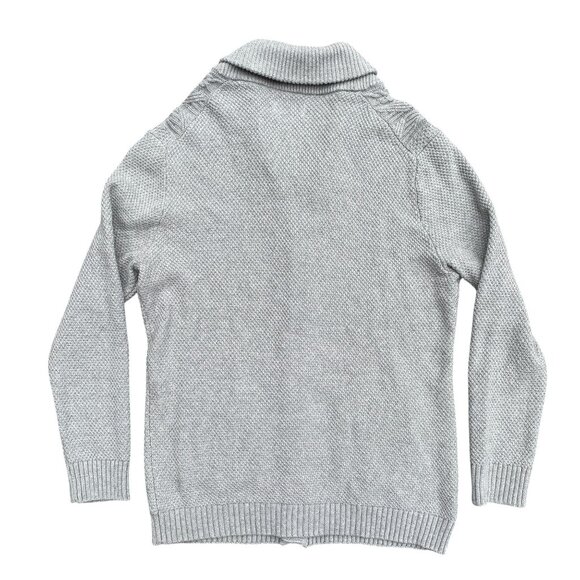 Club Room Cable Knit Shawl Collar Cardigan Men M Gray Grandpa Old Money Academia - Picture 9 of 16